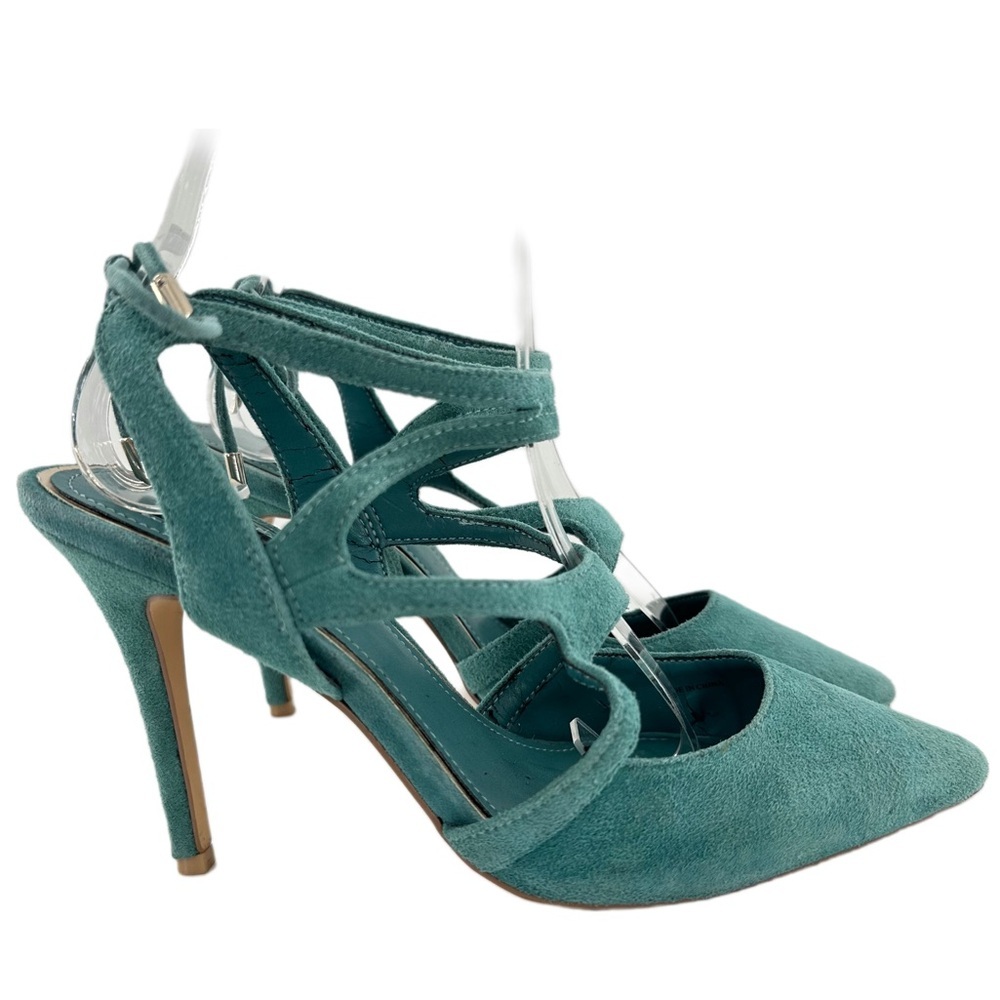 White House black market womens heels size 7.5 blue suede pointy toe stilettos - Picture 13 of 13